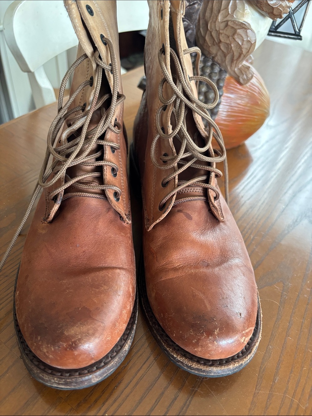 Tan Leather Lace-Up Boots - Picture 4 of 9